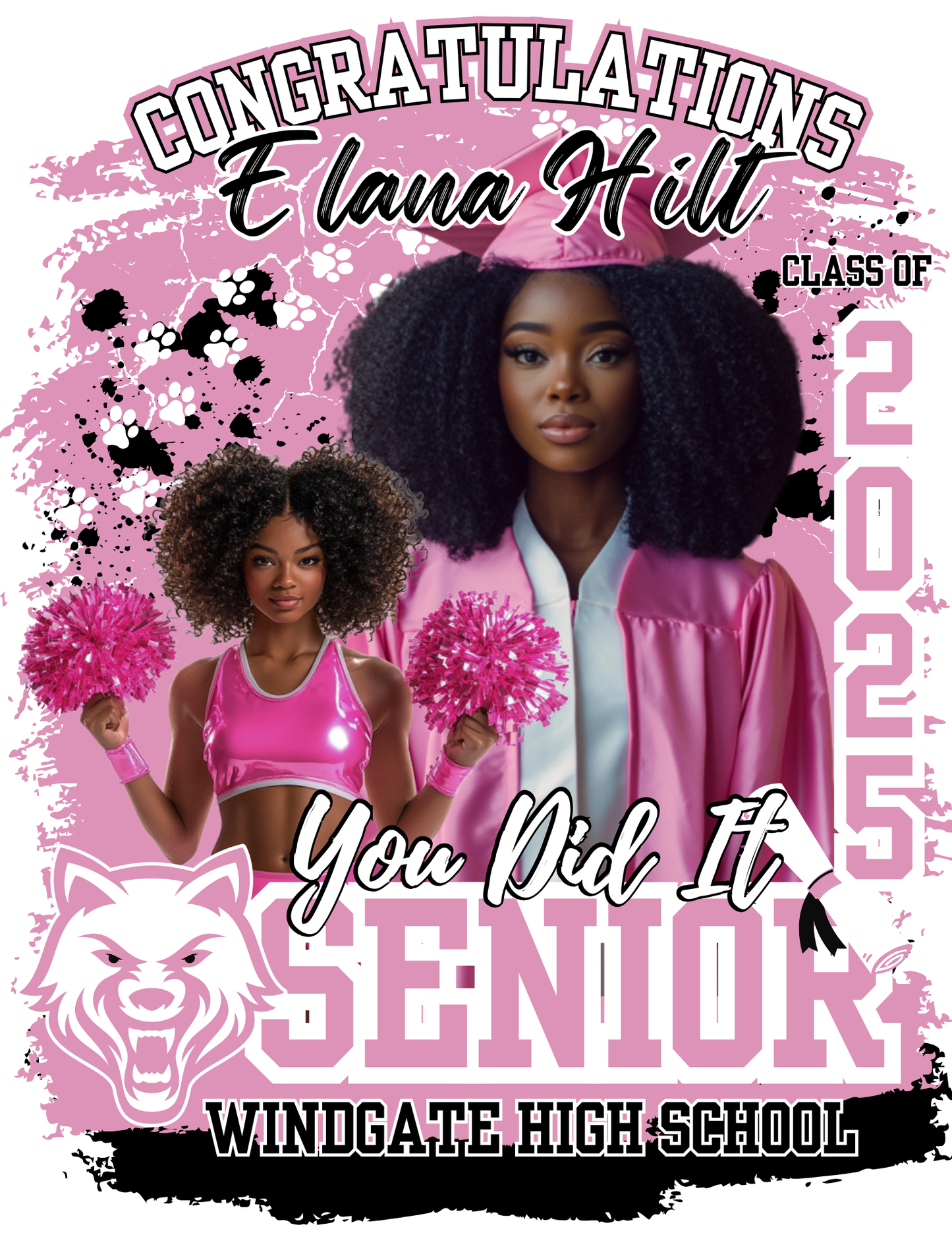*FREE* 2025 GRAD T-SHIRT DESIGN & MOCKUP (PINK ONLY)