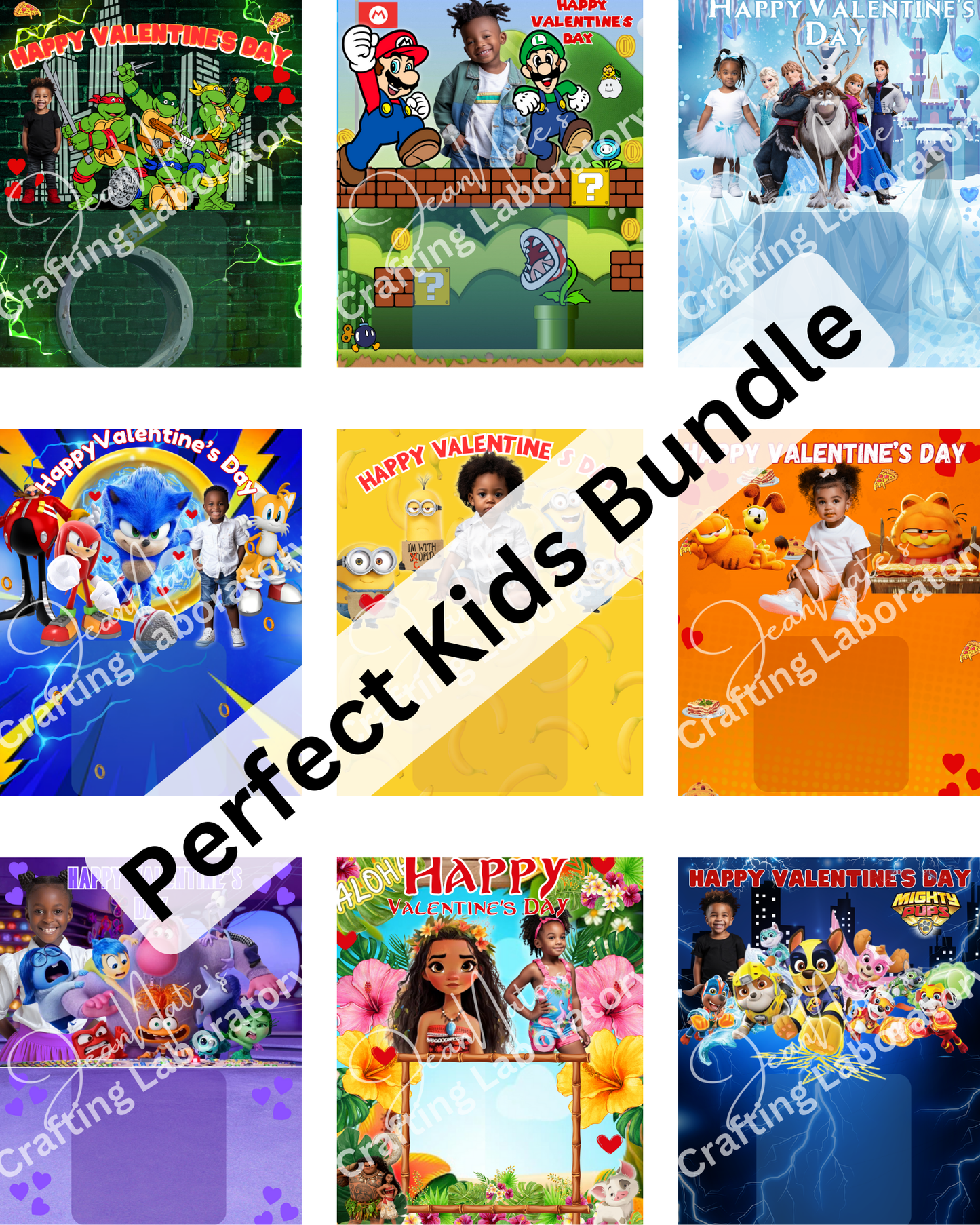 Digital Kids Valentine’s Card Bundle – 9 Fun Designs