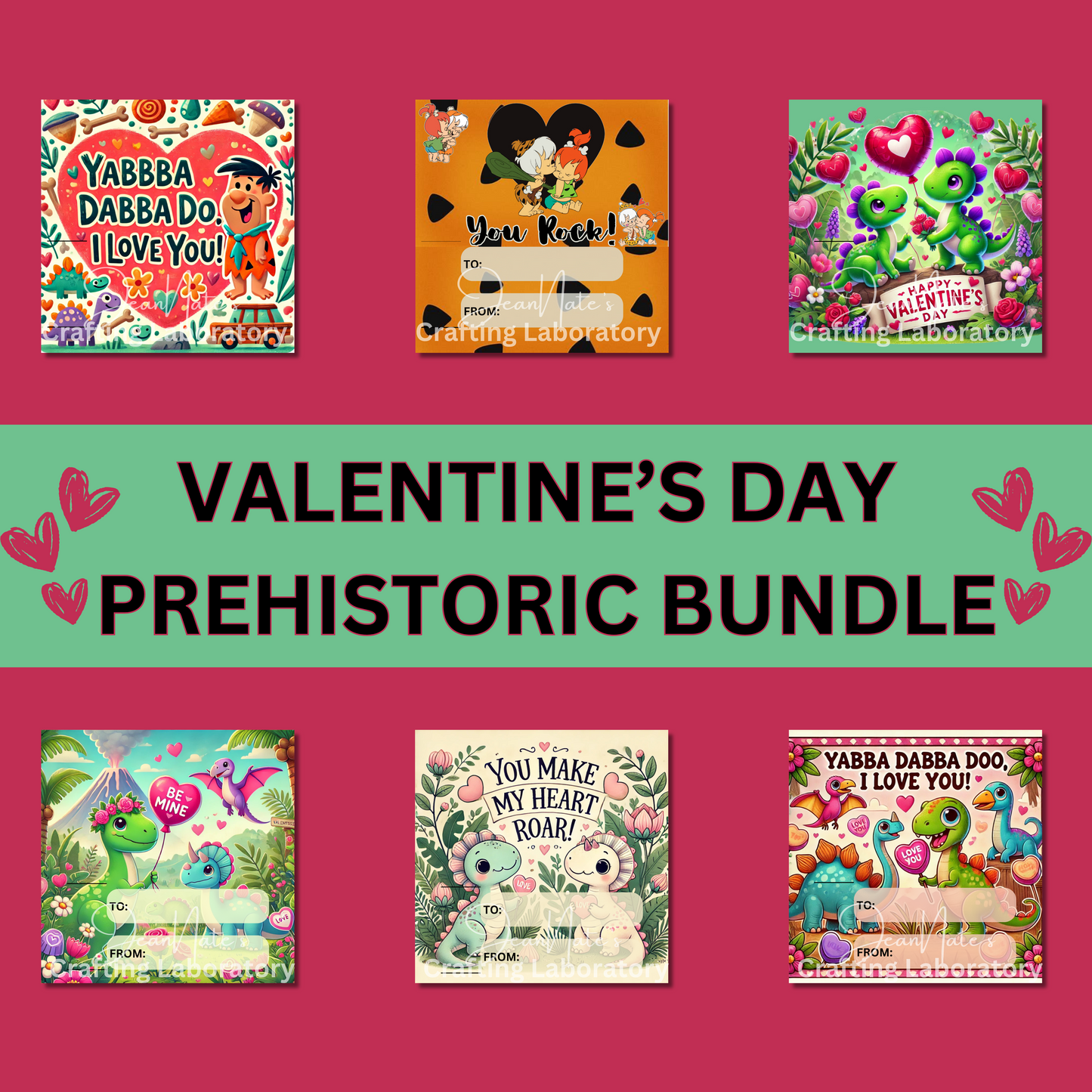 Valentine’s Day Prehistoric Bundle (Lollipop Card) – Digital File Only